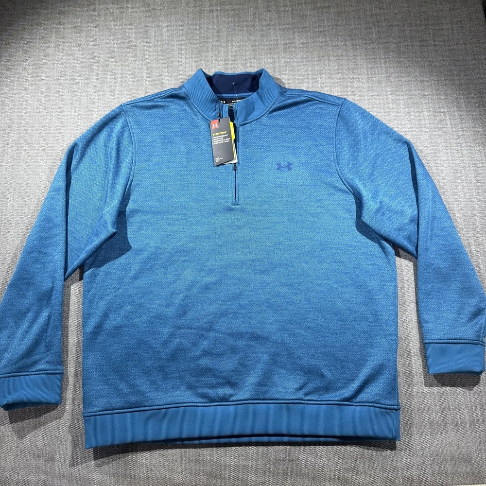 Under Armour ColdGear Sweatshirt Mens 2XL Blue 1/4 Zip Fleece Mock Neck Pullover